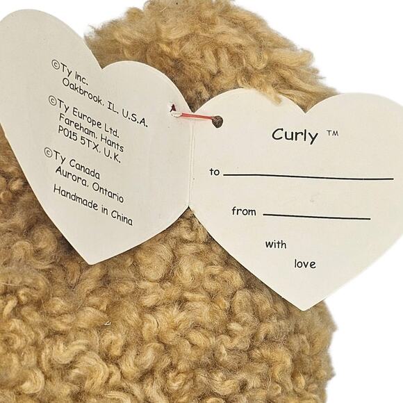 Ty Vintage 1990 Curley Teddy Bear with American Flag Sweater Toy - Picture 6 of 6